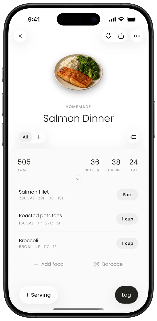 The Salmon Dinner plate in light mode.